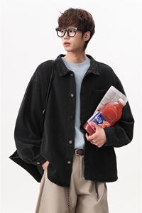 8XL-M 特大码牛仔衬衫宽松浅蓝色牛仔外套男休闲衬衫CS502P68控88图片