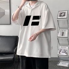 LD5435-P45连帽短袖t恤男大码胖子带帽五分袖中袖，男装T恤，电商A040