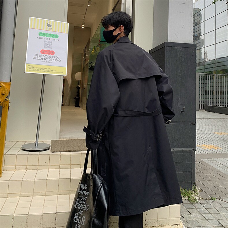 特批90无差价秋新大码韩系风设计感中长款风衣男休闲潮牌外套J541图片