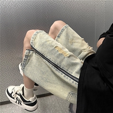 美式高街休闲牛仔裤个性小众休闲裤短裤A061-JM1734-P55控78，男装牛仔裤，电商A061-1