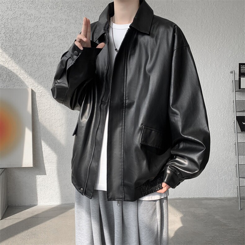 F677P65春秋男生休闲夹克PU机车时尚宽松日系夹克复古,男装夹克,星座512-6