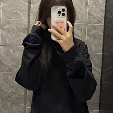 新款美式复古长袖t恤男女高街时尚潮流刺绣宽松百搭体恤，男装T恤，星座506A
