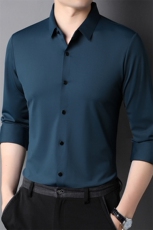 长袖衬衫男士潮流休闲免烫翻领上衣服秋2024冬季新款衬衣外套男装，男装衬衫，电商B212（原钱塘6029）