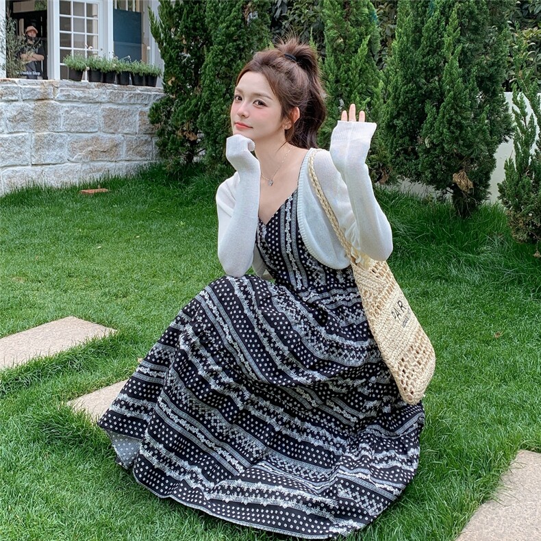 今日新品/现货/吊带印花连衣裙+小衫2C275-5533-P135-K218,女装连衣裙,2C275