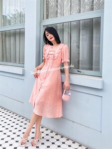 风盘扣刺绣显气质连衣裙,女装连衣裙,天使公主