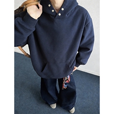 抖音得物品质二开26春装美式高街重磅廓形两粒扣连帽卫衣CM22，男装卫衣，电商A486