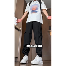 抖音！夏季薄款冰丝裤宽松休闲裤束脚裤直筒长裤BK0002-特P30，男装休闲裤，电商B388