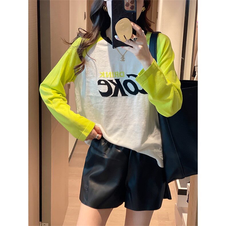 字母套头针织衫毛衣女2022秋季新款休闲百搭慵懒风插肩袖上衣打底,针织衫/毛衣,辉之琳