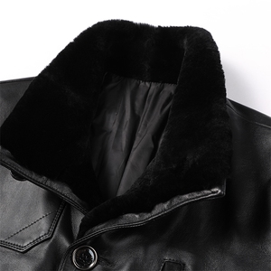 TL-X2129男式新款翻领真羊羔毛领绵羊皮羽绒皮衣男外套P865图片