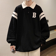 2025春季新款港风外景大码320克刺绣翻领卫衣M-5XHW23678-P55，男装卫衣，电商A022
