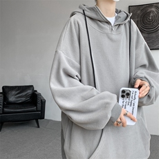 8XL-M大码摇粒绒卫衣套头连帽半拉链宽松美式复古外套WY9103/P68，女装短外套，电商B238