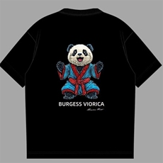夏新款时尚彩色熊猫短袖T恤男刺绣情侣同款圆领半截袖GA9003P36，男装T恤，星座1013-5