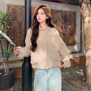 初秋短款立领外套女春秋款女款2024新款早秋季韩系短款风衣图片