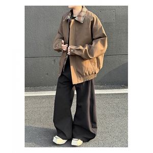 美式复古男春季假两件夹克翻领短款外套休闲宽松棒球服JK0643-P68图片