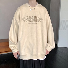 2023春新款麂皮绒美式街头宽松圆领套头卫衣23086-P55控85，男装卫衣，星座914-3