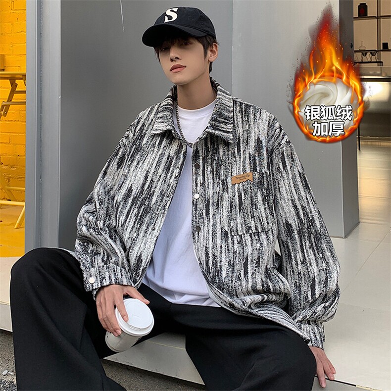 特批P63无差价冬季银狐绒棉服男扎染时尚小香风外套J683J加绒,男装棉衣,电商A001-1