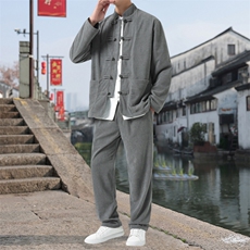 男士外套灯芯绒夹克套装盘扣立领风XZ1512-2501套装-P110，男装休闲套装，星座1512