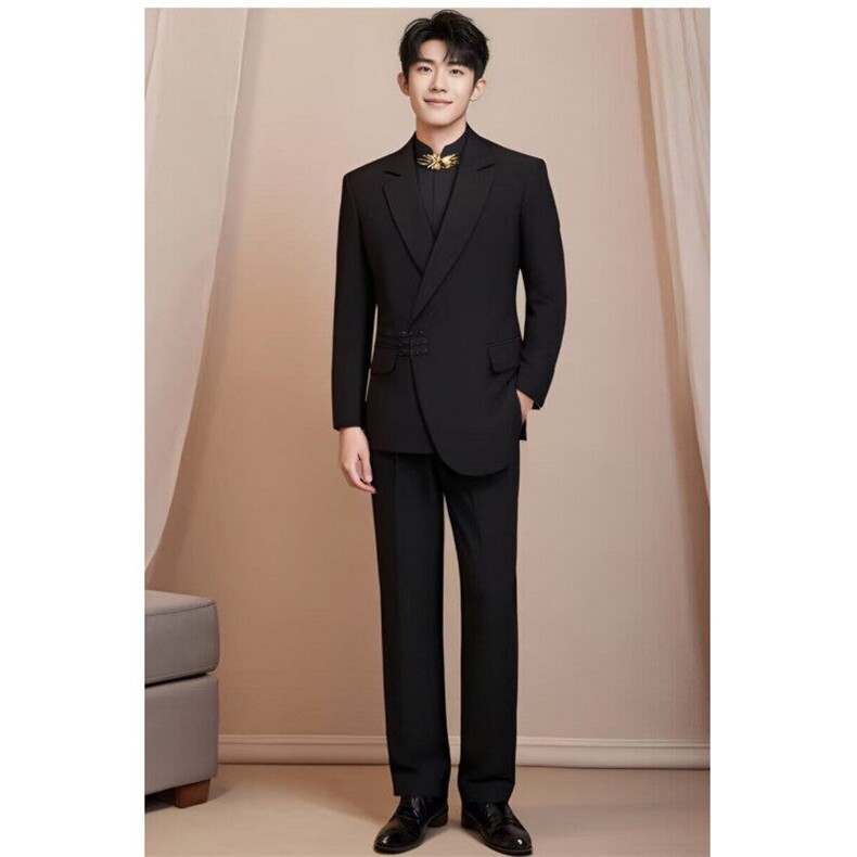 风西服衬衣男士新中式订婚礼服西装外套衬衫新郎结婚潮-XY199,男装西服,星座601-1