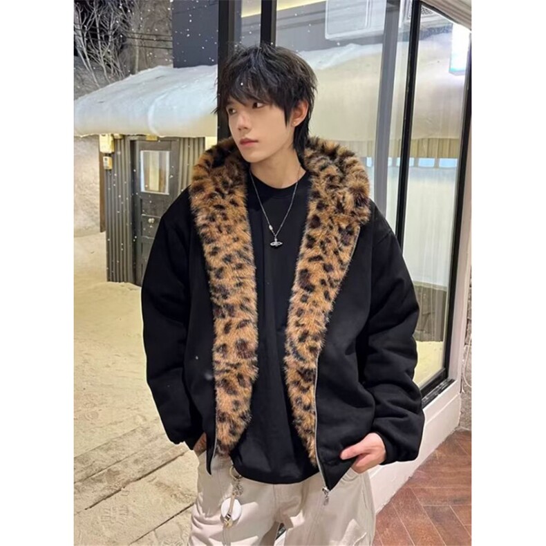 豹纹保暖棉衣外套男女秋冬新款韩版慵懒风宽松小众开衫MS578,男装棉衣,星座1116A（原606A-3）
