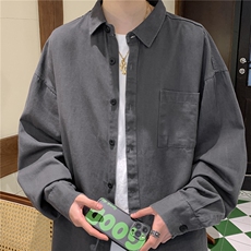 抖音品质2025春装新款美式复古纯棉水洗长袖衬衫A158-CS01-P38，男装衬衫，电商A158
