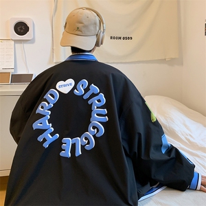 秋款棒球服夹克外套男潮牌潮流字母刺绣情侣学生22118-P70控108图片