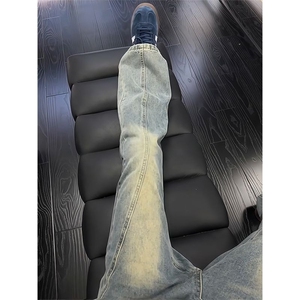 春季直筒裤cleanfit微喇裤子美式复古斜切牛仔裤男窄版LG6411-P45图片