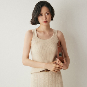 叠穿内搭~山羊绒吊带背心女修身显瘦内搭外穿毛衣短款针织打底衫图片
