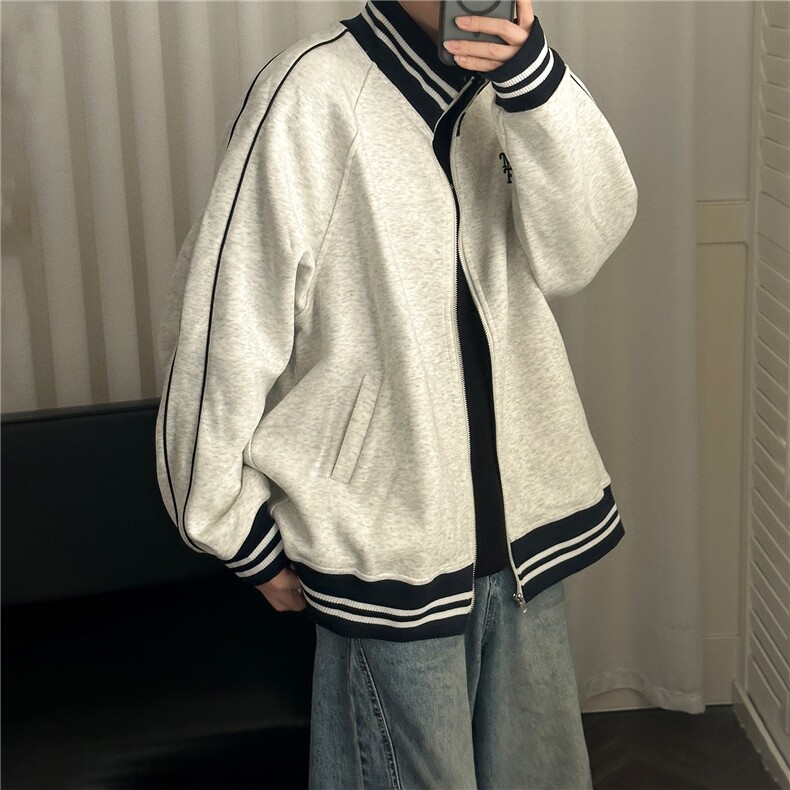 2026春现货立领卫衣外套男士宽松休闲绣花上衣A351-AW2529-P95,女装短外套,电商A351