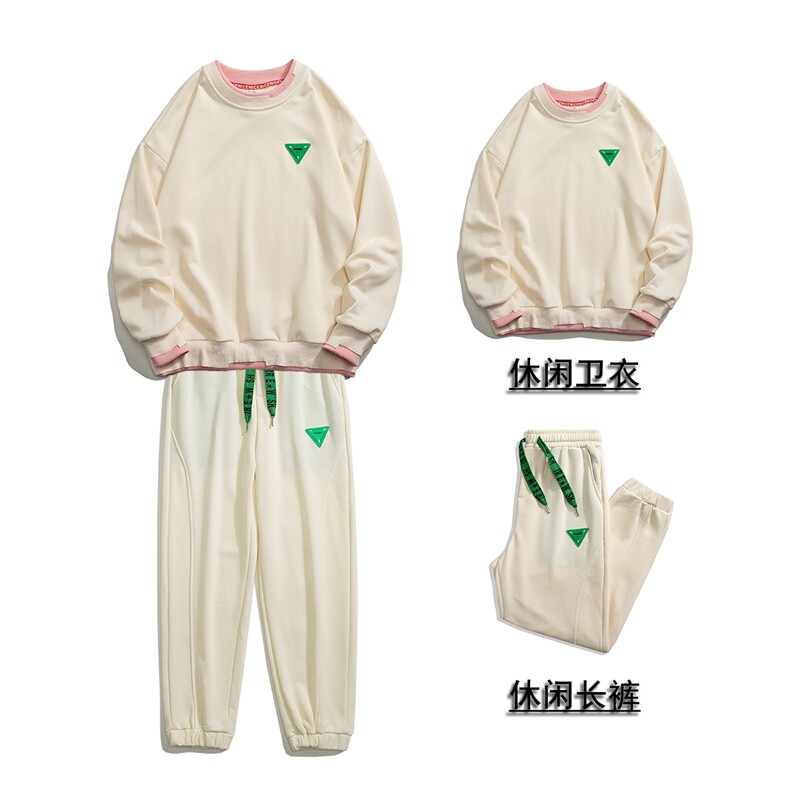 1秋季新款休闲圆领假两件情侣青春套头卫衣套装7144P98控128图片