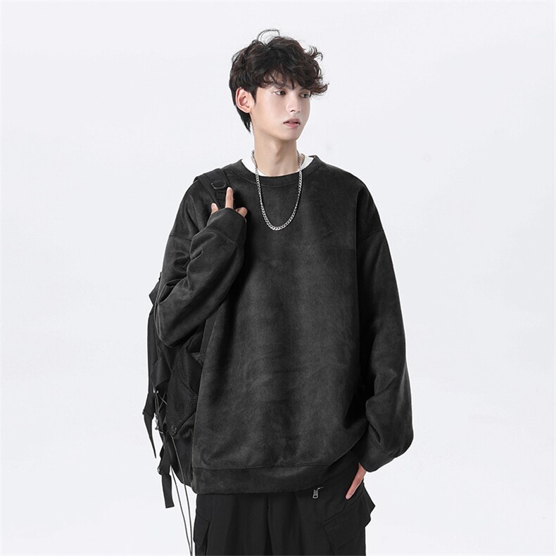 抖音得物高品质纯色大码休闲麂皮绒圆领卫衣wyjp1000-特p24,男装卫衣,星座605(原A050)