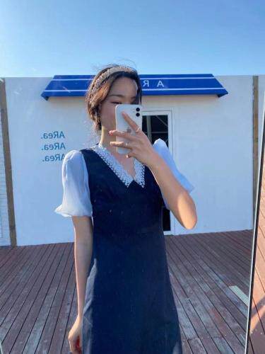 夏款新款韩版泡泡袖连衣裙，女装连衣裙，奥帝秀