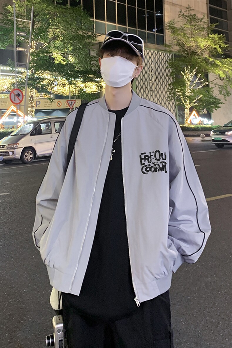 特批夜景街头风棒球服外套宽松字母印花夹克A247-TPF6053特批65,男装夹克,电商A247
