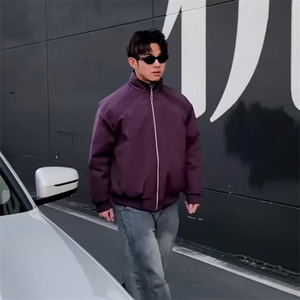 高品质春装新款老钱风美式高街解构立领棒球服飞行夹克潮休闲外套图片