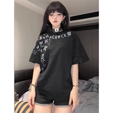 万针全刺绣工艺抖音得物高品质260克重磅纯棉双纱美式高街短袖T恤，男装T恤，电商A486
