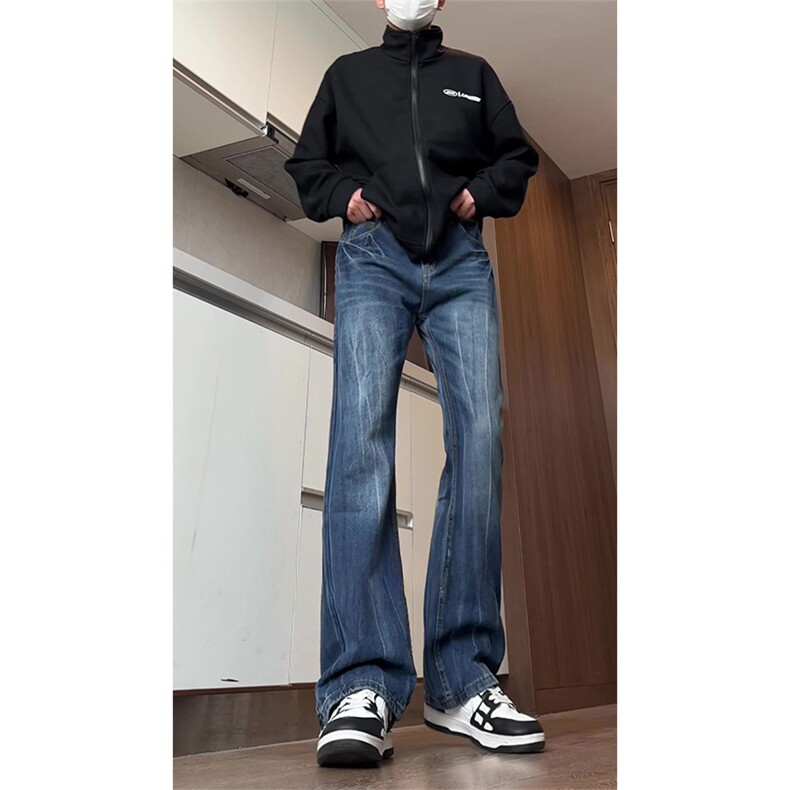大货~美式高街vibe水洗闪电纹弯刀牛仔裤男微喇显瘦裤子K886-P48,男装牛仔裤,星座1004-3