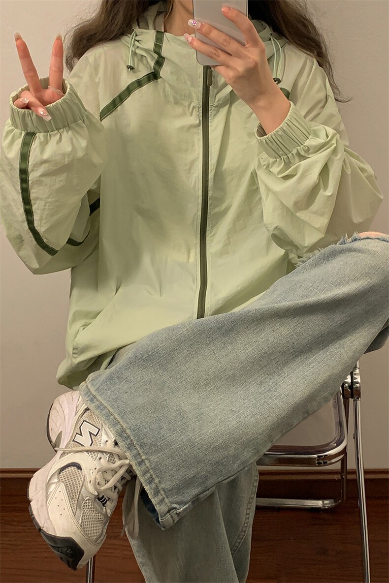 中性风黄灯连帽滚边设计防晒衣女潮牌防晒服男FS77005P45控68,男装夹克,星座226-1