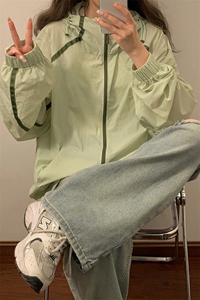 中性风黄灯连帽滚边设计防晒衣女潮牌防晒服男FS77005P45控68图片