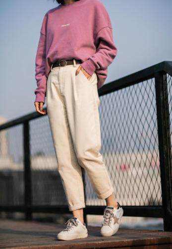 【现货】春季新款米色水洗棉布哈伦裤，女装，淳·清衣社
