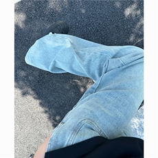 高街美式复古水洗做旧牛仔裤男直筒宽松阔腿高级设计感休闲长裤子，男装牛仔裤，星座601-2