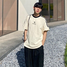 （有货）24夏季拼接短袖男女运动美式纯棉上衣T恤-T2901特P35现货，男装T恤，星座218-5