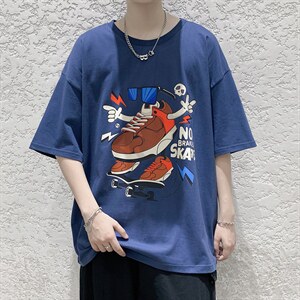 港风嘻哈设计款原创印花短袖T恤大码宽松男潮517A-1-T911-P28控38图片