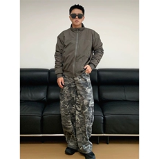 抖音得物美式潮休闲夹克春季立领纯色复古工装加厚棉服外套AMY01，男装夹克，电商A443