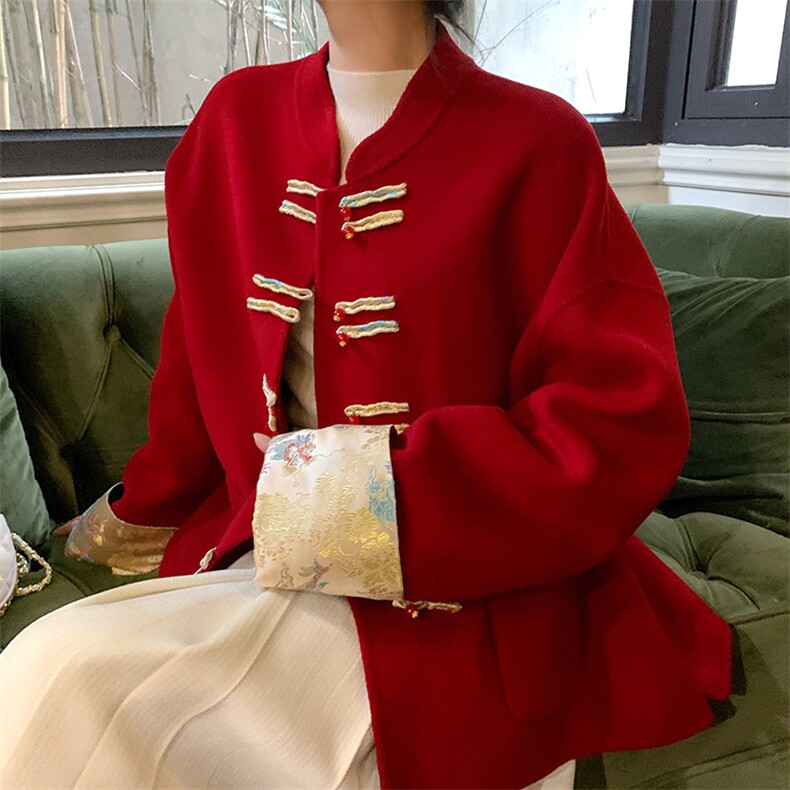 2024年秋季精致洋气新款时尚简约复古羊毛大衣外套,女装双面呢大衣,荣图大衣