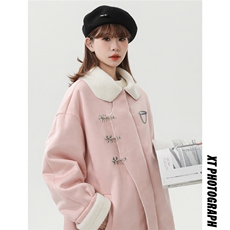 中性风白墙麂皮绒羊羔毛金属飞机扣设计棉衣男YG77108P135控178，男装棉衣，星座227-7