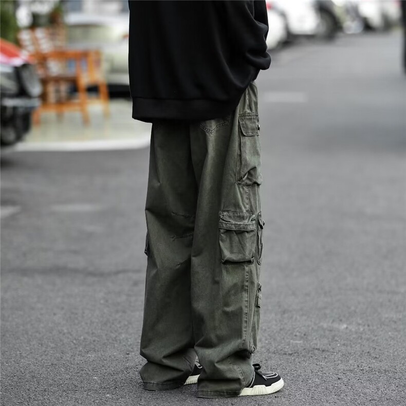 街头潮流hiphop工装裤春秋多口袋休闲裤宽松直筒长裤-XZ22,男装休闲裤,星座1002-2