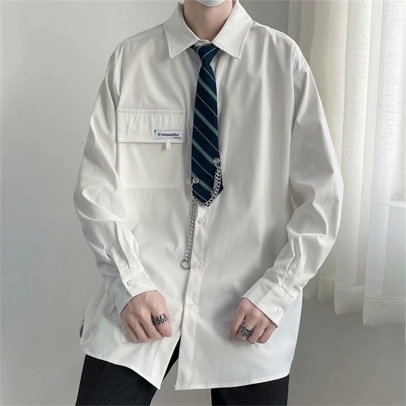 长袖衬衫配领带春款男潮流H20P35,男装衬衫,星座1116-2