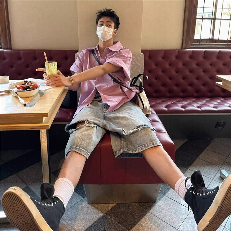 韩东大门短袖衬衫男女2025夏季新款韩版日系休闲百搭衬衣口袋,男装衬衫,星座506A