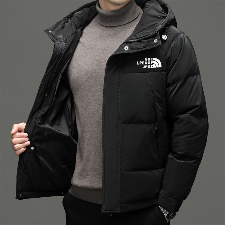 羽绒服男2023冬季加厚保暖外套新款中青年休闲连帽白鸭绒上衣男装,男装羽绒服,电商B212（原钱塘6029）