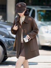 2025年冬季新款时尚圆领双面绵羊毛外套女，女装双面呢大衣，沁沁公主