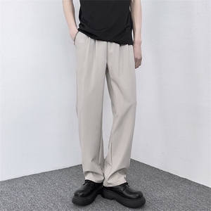 夏季新款男生长裤垂感系带直筒西装裤宽松免烫休闲裤子 S11图片